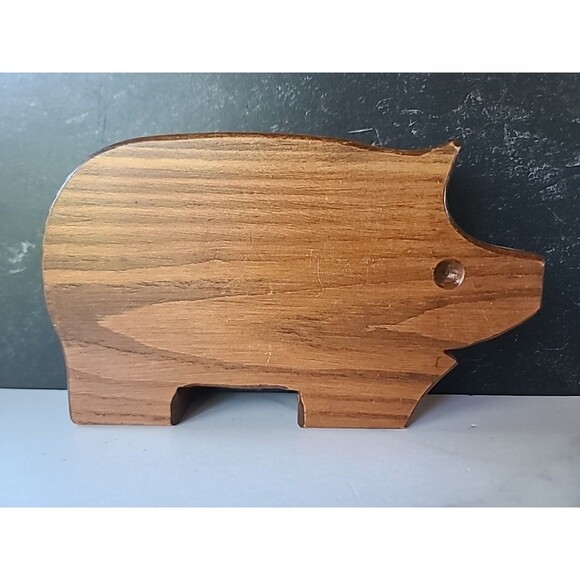 Pen Holder Handmade Wooden Pig Shaped Vintage - Picture 4 of 10